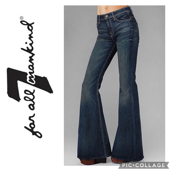 7 For All Mankind Women's Bell Bottom Jeans sz 30 Dark Blue - Picture 4 of 8